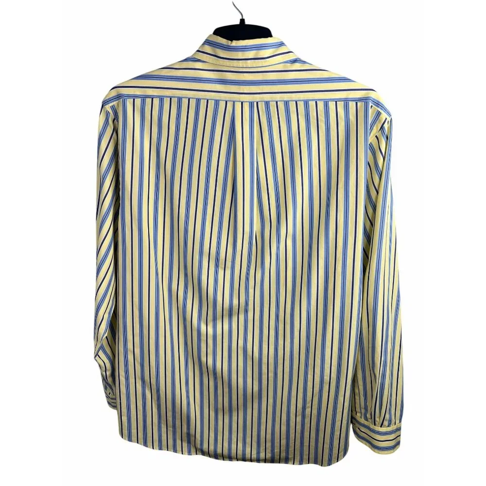 Ralph Lauren Custom Fit Yellow & Blue Striped Button-Down Shirt - Picture 2 of 9